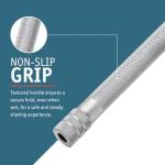 MERKUR 22C Double Edge Safety Razor - Matte Chrome | Long Knurled Brass Handle | Made in Germany | Plastic-Free | Three Piece Design | Closed Comb | Straight Bar