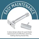 MERKUR 38C Double Edge Safety Razor - Bright Chrome, Extra Large Barber Pole Grip Brass Handle, Made in Germany, Plastic-Free, Two Piece Design, Closed Comb, Straight Bar