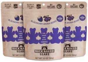 Buck Naked Blackberry Aronia Gummy Bears - Vegan 3-Pack