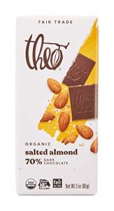 Theo Salted Almond Dark Chocolate Bar, 70% Cacao