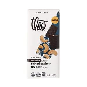 Theo Salted Cashew Dark Chocolate Bar, Vegan 85%