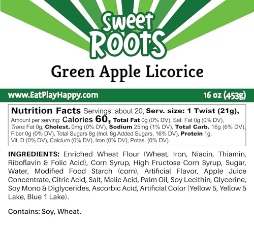 Happy Bites Green Apple Licorice Twists 16 oz