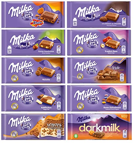 Assorted Milka Chocolate Pack - 10 Full Size Bars