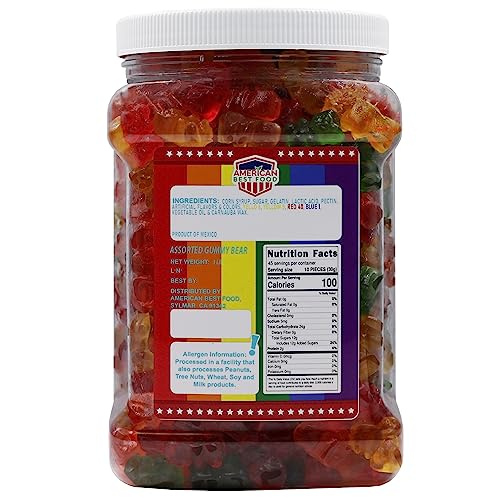 Assorted Rainbow Gummy Bears Jar - 3 lb
