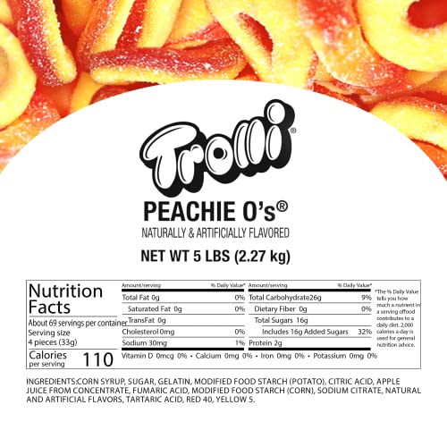 Trolli Peach Flavored Peachie O's 4lb Bulk Bag