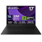 LG gram Pro 17Z90TR-E - 17 inch 2.5K 144Hz VRR, Ultra-Lightweight Laptop, Intel Core Ultra 7 255H, NVIDIA GeForce RTX 5050, 32GB RAM, 1TB SSD, Windows 11 Home, Copilot, Hybrid AI, Black (2025)