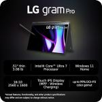LG Gram Pro 2in1 16-inch Lightweight and Versatile Laptop, Intel Evo Edition - Intel Core Ultra 7, 16GB RAM, 512GB SSD
