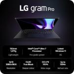 LG gram Pro 2024 16Z90SP 16 inch Ultra-Lightweight OLED Laptop, Intel Core Ultra 7 Processor up to 4.8GHz, NVIDIA RTX 3050, 16GB RAM, 1TB SSD, Windows 11 Home, Intel EVO Certified (Obsidian Black)