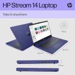 HP Stream 14" Laptop | Intel N4120 Processor | 4 GB RAM | 128 GB SSD | Intel UHD Graphics | HD Display | Dual Speakers | Microsoft 365 Personal 12 month included | Win 11 | Indigo Blue | 14s-dq0033sa
