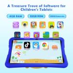 DigiLand Kids Tablet 10.1 inch,Android 15 Tablets,6GB RAM+32GB ROM (Expand to TF) Parental Control,Kids Software Pre-Installed,Dual Camera 2MP+5MP,Android Learning Tablet with Proof Case(Blue)