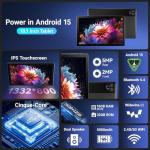 MUISOO Tablet 10 Inch Android 15, Tablets 16GB RAM 1TB Expandable, Android Tablet 1332 * 800 HD, 5G WiFi, BT5.4, 5MP Dual Camera, Tab PC 5000mAh Battery, GMS Widevine L1 (Black)