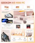 GEEKOM A5 2026 Mini PC with Windows 11 Pro, with AMD Ryzen 5 7430U (Beats 4300U/5500U, Up to 4.4GHz) 16GB High Speed RAM & 512GB SSD, Dual HDMI 8K Quad Display/WiFi 6 for Video Editing/Graphic Design