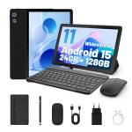 Ainmel Android 15 Tablet 11 Inch - Android Tablet with Keyboard 24GB 1TB Expand, Octa-Core Tablets 6800mAh, Widevine L1, WiFi 6, Face Unlock 2 in 1 tablet with Mouse, Case, Charger (Black)