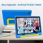 HotLight Kids Tablet 10 inch Android 14 Octa-Core, 8GB RAM+64GB ROM, 1280 * 800 IPS, 5MP+8MP Dual Camera, 5000mAh, Parental Control, WiFi 6/BT 5.3, Child Tablet with Protective Case(Blue)