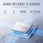 Tivique 2026 15.6 Inch Laptop with Ryzen 4300U Processor up to 3.7GHz (Beat N100/N150) 16GB RAM DDR4 + 512GB M.2 SSD with 11 Pro Installed, FHD, HDMI, BT5.2, USB3.2, Type-C, 54.7Wh Battery, WiFi 5