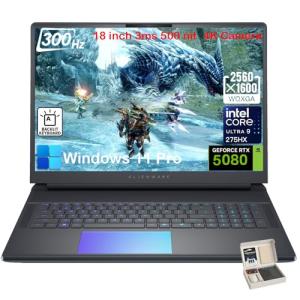 Alienware 18 Area 51 Gaming Laptop, RTX 5080 16GB GDDR7, Intel Ultra 9 275HX, 18" WQXGA 300Hz Display, Windows 11 Pro, AlienFX RGB KB, 4K Camera, w/Accessories(64GB DDR5 | 8TB SSD)