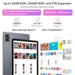 Android Tablets 10 Inch Tablet - Gemini AI Android 16 Tablets, 24GB RAM + 256GB ROM (2TB TF), Widevine L1, FHD, WiFi 6, BT5.0, GPS, Tablet with Keyboard, Case and Pen, 8MP AI Camera, 2 Years Warranty