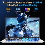 DMDFJY 15.6" Laptop, N-150 Processor (Max 3.6GHz), 16GB RAM 512GB SSD Laptops PC, Fingerprint Unlock, USB 3.0/HDMI Ports, WiFi 5 & BT 4.2, RGB Illuminated Keyboard