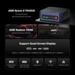 BOSGAME M2 Gaming Mini PC Ryzen 9 7940HS (8C/16T,Max 5.2GHz), 32GB DDR5 1TB NVMe SSD Mini Desktop PC, Dual 2.5G LAN, Quad Display, OCulink, Wi-Fi 6E&BT5.2