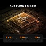 BOSGAME M2 Gaming Mini PC Ryzen 9 7940HS (8C/16T,Max 5.2GHz), 32GB DDR5 1TB NVMe SSD Mini Desktop PC, Dual 2.5G LAN, Quad Display, OCulink, Wi-Fi 6E&BT5.2
