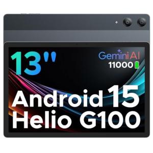 DOOGEE 2025 Newest Android 15 Tablet, Tab E3 Pro 13 Inch Tablet, 32GB+256GB/2TB, Helio G100 Octa-Core Android Tablets, 11000mAh/18W, Large Tablets with SIM Card Slot, 3.5mm Jack/5G WiFi/8+13MP, Gray