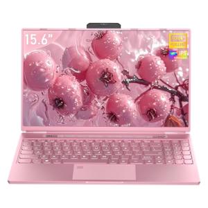 Fsjun 15.6'' pink Laptop, 16GB DDR4 RAM, 1TB SSD, 12th Gen Alder Lake N95 CPU(Up to 3.4GHz), FHD IPS (1920x1080) Screen, Dual Band WiFi, Type-C, Mini-HDMI, Student Notebook with Removable Webcam