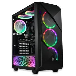 XUM Legend Prebuilt Gaming PC: AMD Ryzen 5 5600G, Radeon Vega 7 Integrated Graphics, 16GB DDR4 RAM, 256GB NVMe SSD, 1TB HDD, 500W PSU 80+ Bronze, aRGB, WiFi 5, Windows 11 Home, Entry Level, Black Case