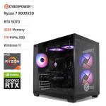 CyberPowerPC Luxe Gaming PC - AMD Ryzen 7 9800X3D, Nvidia RTX 5070 12GB, 32GB RAM, 1TB NVMe SSD, 650W 80+ PSU, Wi-Fi, Liquid Cooling, Windows 11, Ark RGB