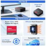 Blackview MP20 2026 Mini PC Win-11 Pro(3-Year Warranty), AMD Ryzen 3300U(Beats N150/N100), Desktop PC Computers 16GB RAM 512GB SSD, WiFi 5, USB3.2, Support 4K Dual Display for Design & Work from Home