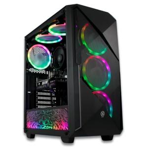 XUM Legend Gaming PC – AMD Ryzen 5 5500, NVIDIA RTX 5060 8GB, 32GB DDR4 RAM, 500GB NVMe SSD + 1TB HDD, 700W PSU, WiFi, RGB Lighting, Windows 11 – VR Ready, Streaming Ready Gaming Desktop