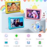 Kids Tablet 7 Inch Android 13 Octa-Core, 8GB+64GB, 5800mAh Battery, 5+8MP Dual Camera, Parental Control, WiFi, Bluetooth, Shockproof Silicone Case - GMS Certified, Educational Apps​ (Pink)