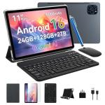 Tablet 2025 Android 16 Tablet with Gemini AI 2.0, 11 Inch FHD Display, 24GB RAM 128GB ROM /2TB TF, T615 CPU, 13MP AI Camera, 8000mAh, 5GWIFI, Widevine L1, 2 in 1 Tablets with Keyboard Mouse Stylus