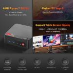 BOSGAME P4 Plus Mini PC Ryzen 7 5825U (Upgraded 5700U), 8C/16T, up to 4.5GHz, 32GB DDR4 1TB PCIe 4.0 SSD, Triple Display Desktop PC, WiFi 6E, BT5.2, Type-C