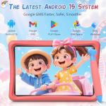 TABWEE Kids Tablet 10 inch, Android 15 Tablets for Kids, Parental Control, Pre-Installed Kiddos Software & Kids Space, Includes Case & Stylus Pen, 12GB RAM 64GB ROM, 2TB Expand, HD IPS Screen(Pink)