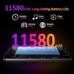 GAMORZE 14 Inch Tablet Android 15 Gaming Tablet 36GB+512GB/TF 2TB, Octa-Core, 11580mAh, 4-speaker, 13MP Camera, Large Screen with Dual SIM 4G LTE/5G WiFi/GPS/13MP/Case/Stylus/Earphone-Black