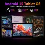 GAMORZE 14 Inch Tablet Android 15 Gaming Tablet 36GB+512GB/TF 2TB, Octa-Core, 11580mAh, 4-speaker, 13MP Camera, Large Screen with Dual SIM 4G LTE/5G WiFi/GPS/13MP/Case/Stylus/Earphone-Black