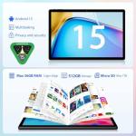 LINROM 2.5K Android 15 Tablet 14 inch, 36GB RAM, 512GB ROM (2TB Expansion), 4G Lte/5G WiFi, INCELL 2240 x 1400 FHD, 11580mAh, Octa-Core 2.0GHz, 13MP+8MP, Tablet with Case/GPS/Bluet 5.0 (Silver)