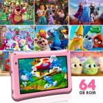 Kids Tablet 7 Inch Android 13 Octa-Core, 8GB+64GB, 5800mAh Battery, 5+8MP Dual Camera, Parental Control, WiFi, Bluetooth, Shockproof Silicone Case - GMS Certified, Educational Apps​ (Pink)