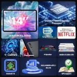 GAMORZE 14 Inch Tablet Android 16 Octa-Core 4G LTE/5G WiFi/13500mAh Battery/Widevine L1/2K INCELL FHD Android Tablets 36GB RAM+512GB ROM (2TB TF), Gaming Tablet with Keyboard, Gray