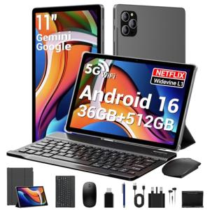 FLYCOAY Android 16 AI Tablet,11 Inch Android Tablets With 36GB RAM+512GB ROM(TF 2TB), Octa-Core, 8000 mAh, 8MP+13MP, 5G WIFI/BT 5.0/GPS, Tablet With Keyboard|Mouse|Case|Pen|Stand|Earphone|Gray