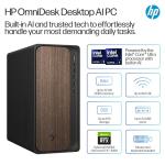 HP OmniDesk AI Tower Desktop PC | Intel® Core™ Ultra 7 265 Processor | 16GB DDR5 RAM | 1TB SSD | Intel® Graphics | Windows 11 Home | Dark Wood and Jack Black | M03-0003sa