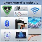 Gleeso Tablet 10 Inch Android 15 Octa-Core, Android Tablet 20GB+64GB+1TB TF, Face ID&OTG, Android Tablets 10 Inch with IPS Display Widevine L1, 5000mAh/ 5G WiFi/BT5.3/8MP+5MP -Black