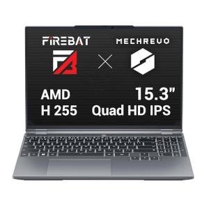 FIREBAT Gaming Laptop Metal 15.3in, 32GB DDR5 RAM, 1TB PCIe4.0 SSD, 2560x1600 16:10 WQXGA Display, Ryzen H255 Processor, RGB Backlit, Laptop PC Notebook Computer for Gamers - Gray【WUJIE 15XPA】