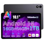 RebotAi 2026 Tablet 10.1inch Android 15 with Gemini AI, 16GB RAM + 64GB ROM, GMS Widevine L1, WiFi 6 & BT 5.2, 1280 * 800 HD, 5000 mAh Tablet