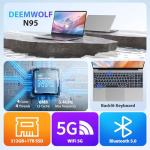 DEEMWOLF 15.6-inch Laptop,16GB DDR4 512GB SSD TF 1TB, N95 (up to 3.4 GHz), 5000 mAh, Win 11, 1920x1080 FHD, WiFi 5, USB 3.0, Gaming Computer Notebook, Full Backlit Keyboard,Silver