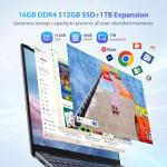 DEEMWOLF 15.6-inch Laptop,16GB DDR4 512GB SSD TF 1TB, N95 (up to 3.4 GHz), 5000 mAh, Win 11, 1920x1080 FHD, WiFi 5, USB 3.0, Gaming Computer Notebook, Full Backlit Keyboard,Silver