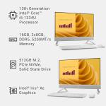 Dell Desktop 27 FHD Display, Intel Core i5-1334U, 16 GB DDR5 RAM, 512 GB SSD, Intel Iris Xe Graphics, Windows 11 Home - White
