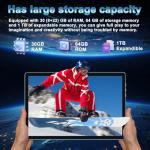 YESTEL Tablet 10 Inch Android 15 with Gemini AI, 30GB RAM + 2TB Expansion ROM, Widevine L1, Octa-Core, 5G WiFi, GPS, FHD IPS, BT5.0, 6000mAh, 2 in 1 Tablet with Keyboard + Mouse, Blue