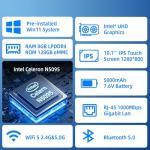 HEIGAOLAPC Mini PC Computer Mini Desktop PC 10.1 Inch Win 11 N5095, Mini-pc with Touchscreen, 8GB RAM, 128GB eMMC, 5000mAh Battery, Dual 4K Display Output, HDMI/WiFi5/BT5.0, Dual Rs232