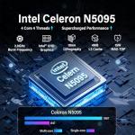 HEIGAOLAPC Mini PC Computer Mini Desktop PC 10.1 Inch Win 11 N5095, Mini-pc with Touchscreen, 8GB RAM, 128GB eMMC, 5000mAh Battery, Dual 4K Display Output, HDMI/WiFi5/BT5.0, Dual Rs232